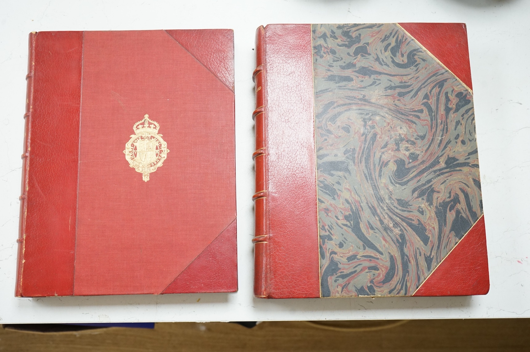 Holmes, Richard R. - Queen Victoria. coloured frontis., num. portraits and other plates (with captioned guards), text illus.; publisher's gilt red half morocco and cloth with panelled spine, gilt top, folio. London & Par